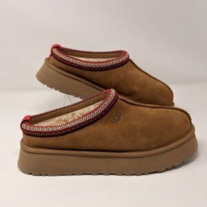 UGG Women’s Tazz Platform Slippers Chestnut Red Sheepskin Size 12